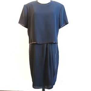 Vintage sheer, layered midi dress, side pleat, boxy cut. 14. R.J. & Co